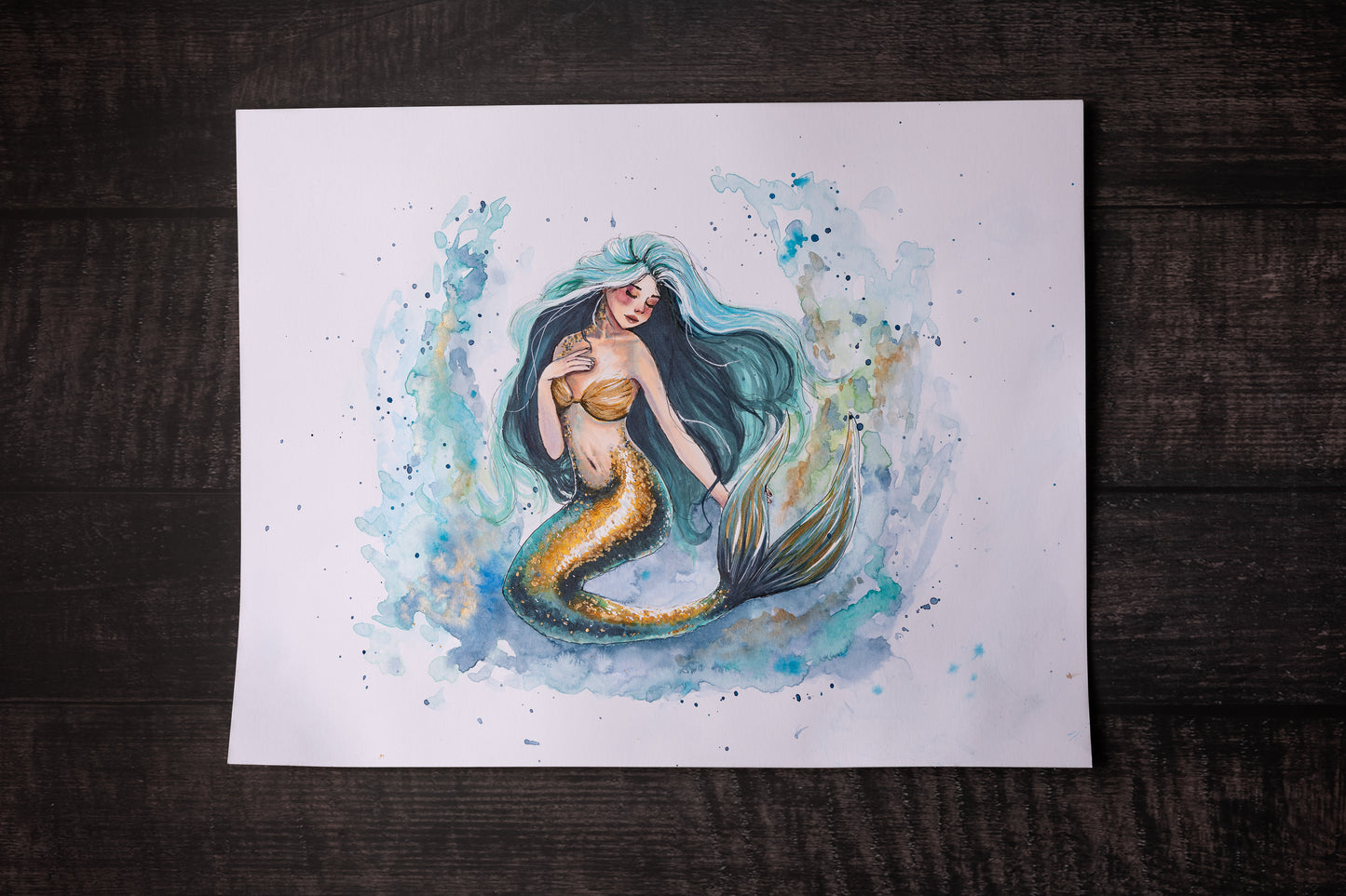 Glimmer of the Deep: Original Copic Marker and Watercolor Illustration