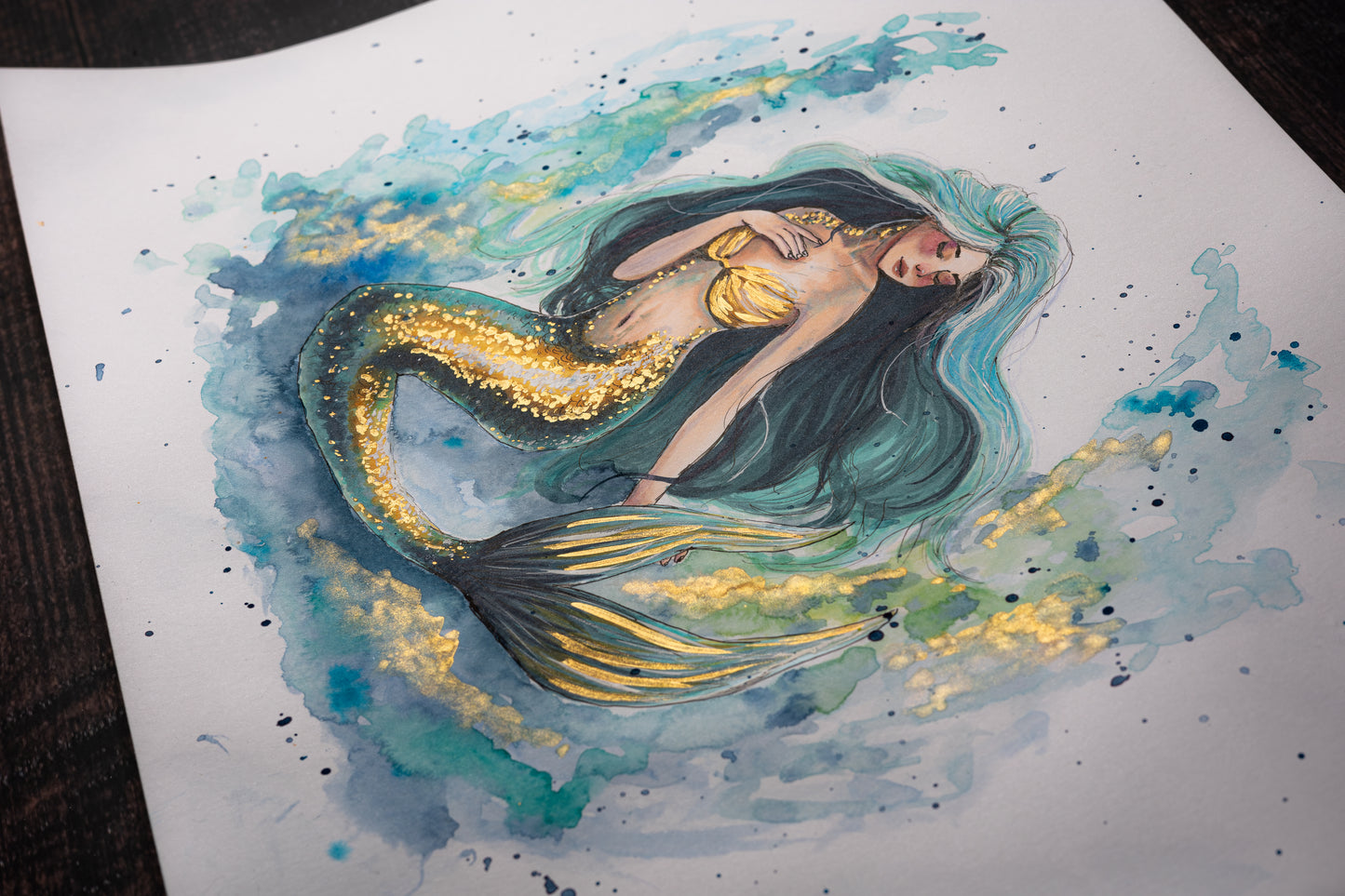 Glimmer of the Deep: Original Copic Marker and Watercolor Illustration