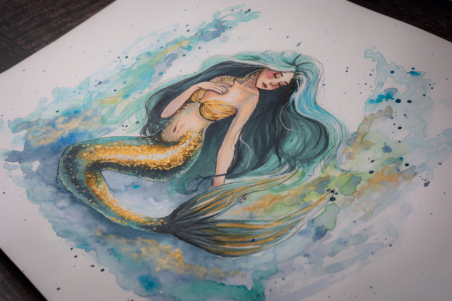 Glimmer of the Deep: Original Copic Marker and Watercolor Illustration